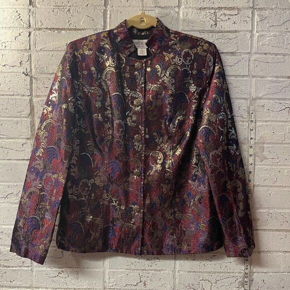 Vintage Brownstone Studio Brocade Jacket - Metallic Floral Embroidered Blazer - Picture 1 of 9